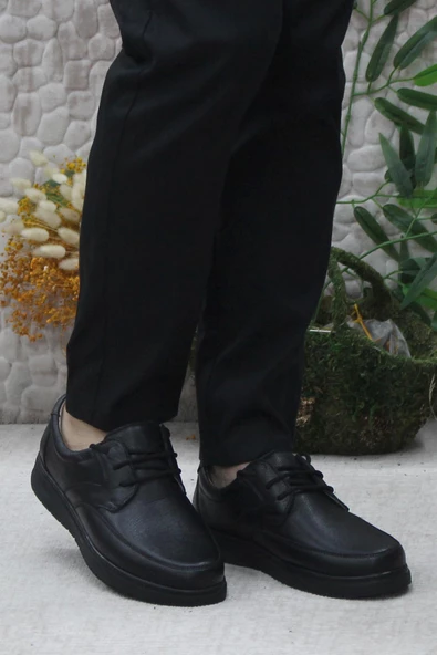 Polaris 102623 Siyah 5 Nokta Rahat Kauçuk Taban Hakiki Deri Erkek Ayakkabı - Resim 2