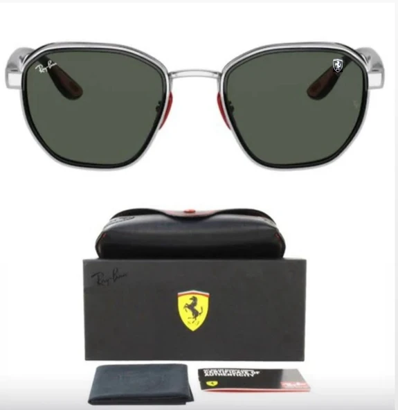 Ray-Ban Ferrari 3674M F00771 Silver-Green Erkek Güneş Gözlüğü - 1