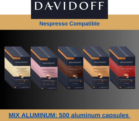 Davidoff 50x10 Adet Kapsül Kahve (Nespresso Uyumlu) 5 Çeşit