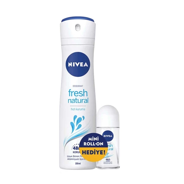 Nivea Kadın Deodorant Fresh Natural 150 ml +Mini Roll On 25 ml - 2