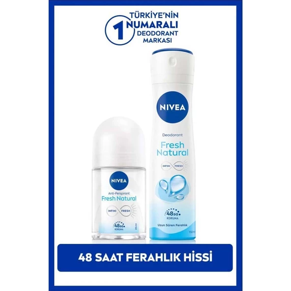 Nivea Kadın Deodorant Fresh Natural 150 ml +Mini Roll On 25 ml