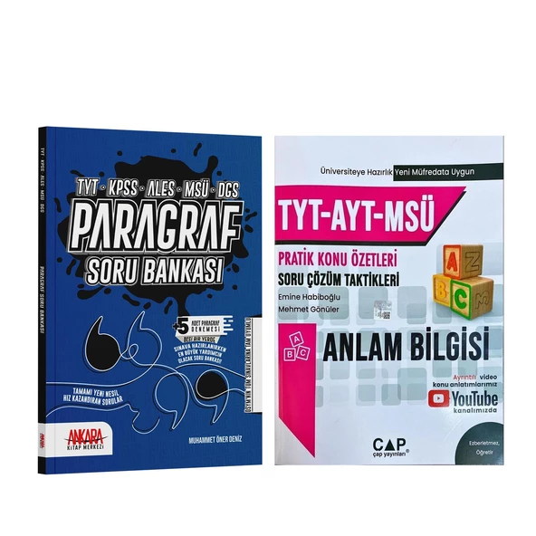 Çap Yayınları TYT AYT MSÜ Anlam Bilgisi ve AKM Paragraf Soru Bankası Seti 2 Kitap