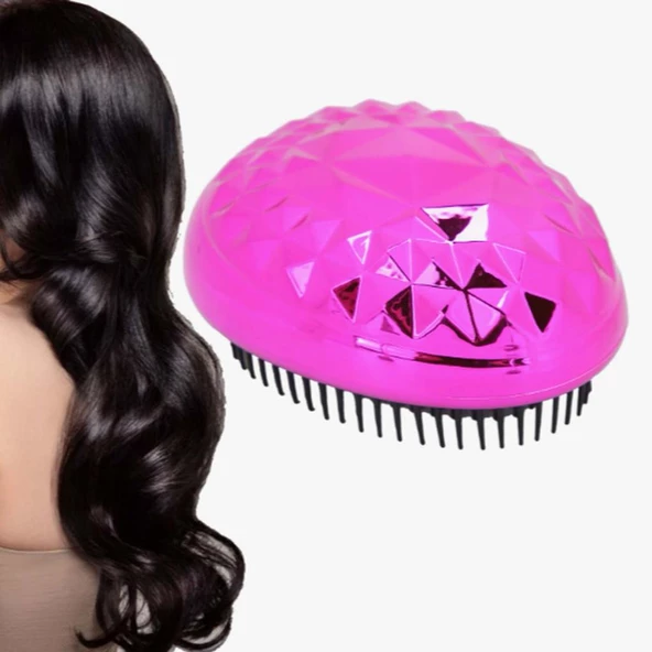 Geniş Aralıklı Her Saç Tipine Uygun Fırçalı Saç Düzleştirici Neon Pembe Düzleştirici Tarak - 4