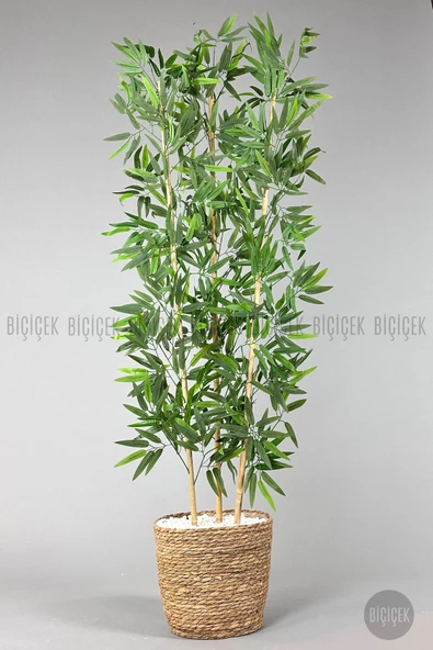 BİÇİÇEK   Yapay Bambu ağacı 140cm Hasır Saksıda - 1