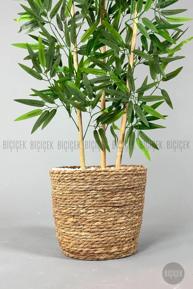 BİÇİÇEK   Yapay Bambu ağacı 140cm Hasır Saksıda - 2