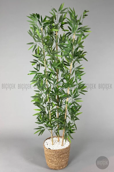 BİÇİÇEK   Yapay Bambu ağacı 140cm Hasır Saksıda - 3