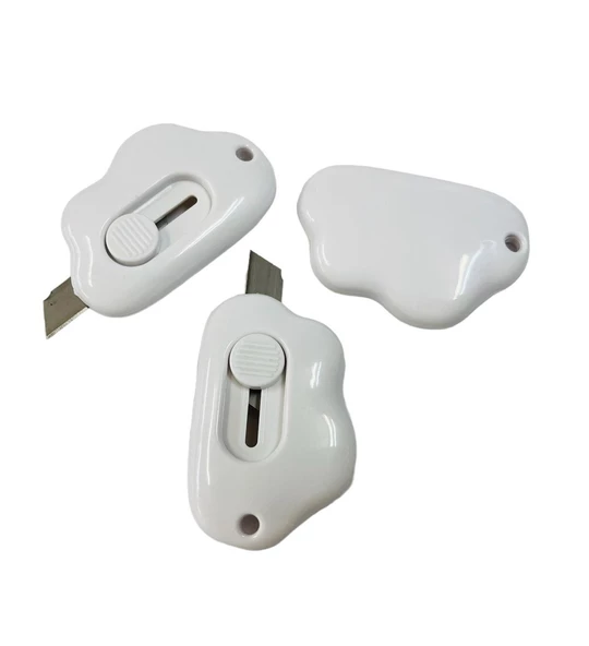 SRTfootcare (50 ADET) BEYAZ Taşınabilir Sevimli Bulut Şeklinde Falçata - Maket Bıçağı - 2