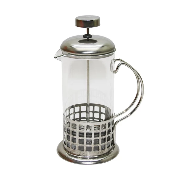 FRENCH PRESS 350ML CAM BİTKİ SÜZGEÇİ METAL KAFES - KAPAK (4593)