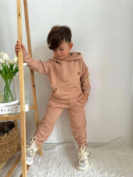 ERKEK ÇOCUK KREŞ OKUL KAPŞONLU PAMUK EŞOFMAN TAKIMI - 4