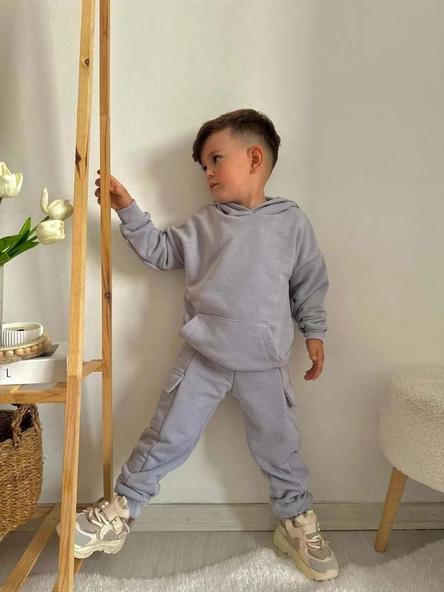 ERKEK ÇOCUK KREŞ OKUL KAPŞONLU PAMUK EŞOFMAN TAKIMI