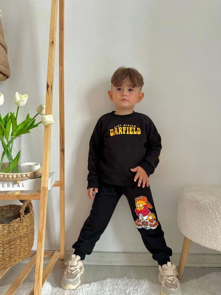 ERKEK ÇOCUK GARFIELD MODELLİ PAMUK EŞOFMAN TAKIMI - 9