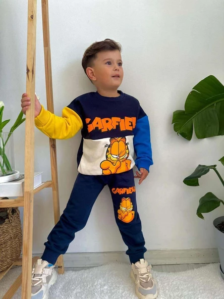ERKEK ÇOCUK GARFIELD MODELLİ PAMUK EŞOFMAN TAKIMI - 2