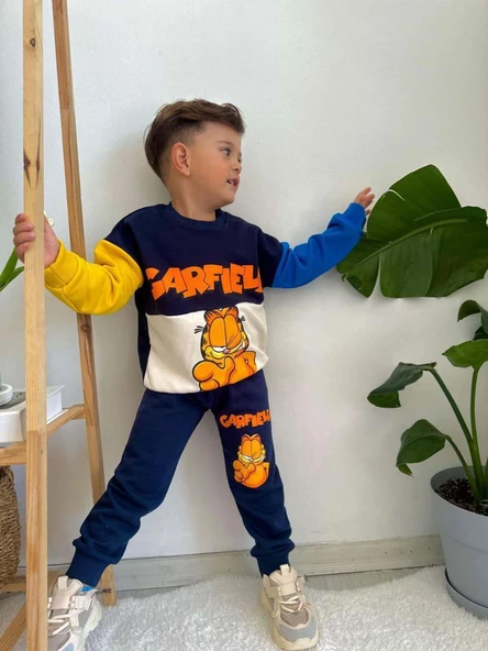 ERKEK ÇOCUK GARFIELD MODELLİ PAMUK EŞOFMAN TAKIMI - 3
