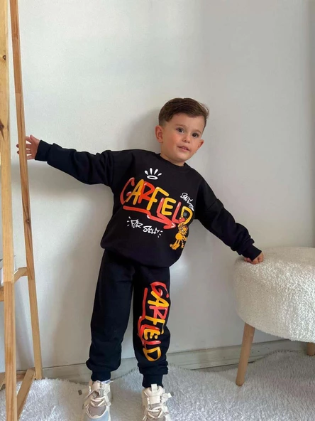 ERKEK ÇOCUK GARFIELD MODELLİ PAMUK EŞOFMAN TAKIMI - 6