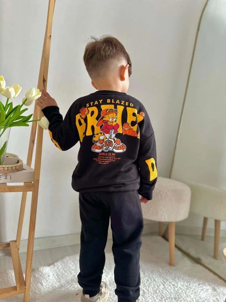 ERKEK ÇOCUK GARFIELD MODELLİ PAMUK EŞOFMAN TAKIMI - 8