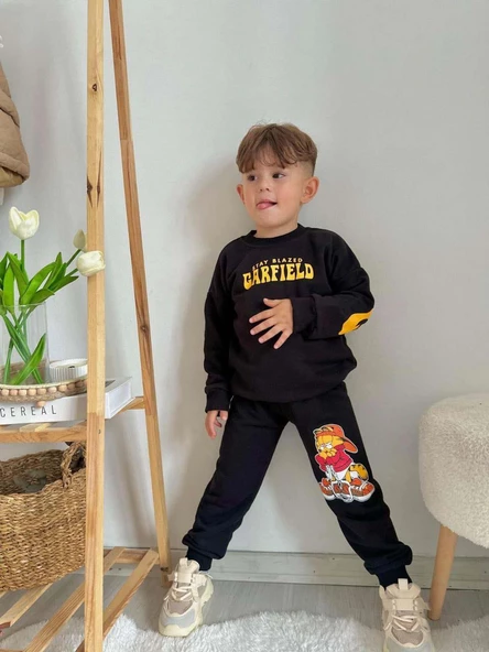 ERKEK ÇOCUK GARFIELD MODELLİ PAMUK EŞOFMAN TAKIMI - 7
