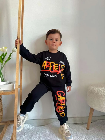 ERKEK ÇOCUK GARFIELD MODELLİ PAMUK EŞOFMAN TAKIMI - 4