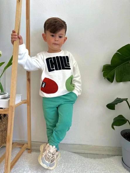 ERKEK ÇOCUK BİSİKLET YAKA PAMUK EŞOFMAN TAKIMI - 2
