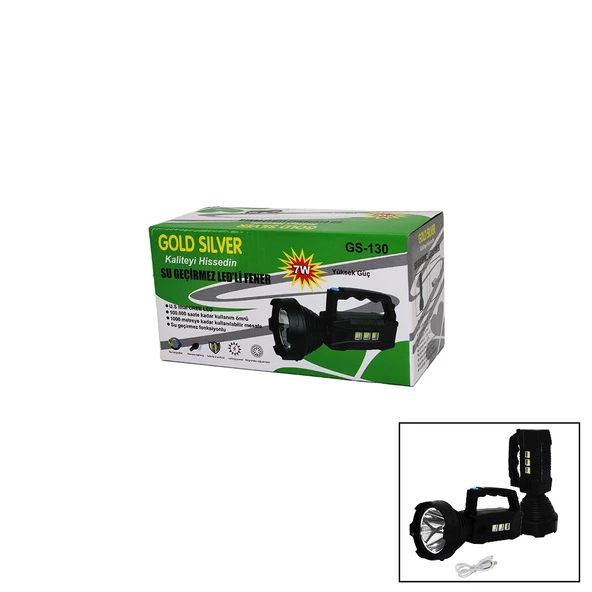 2IN1 7W LED - COB SOLAR - USB ŞARJLI EL FENERİ SU GEÇİRMEZ (4593)