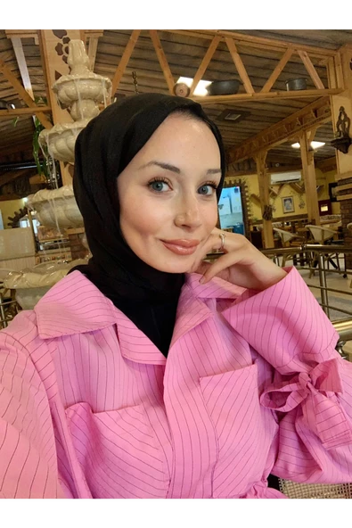 GPTKM003 Çizgili Pantolonlu Takım Pembe - 5