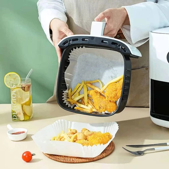 Air Fryer Pişirme Kağıdı Tek Kullanımlık Hava Fritöz Yağ Geçirmez 50 Adet (4593)