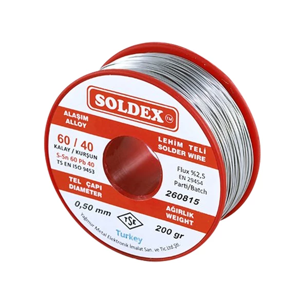 200 GR LEHİM İNCE 0,50 MM SOLDEX  SN60 PB40 (4593)