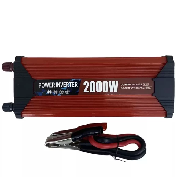 2000 Watt Modifiye Sinüs İnvertör Dönüştürücü 12/230v  Usb Akü Bağlantılı (4593)