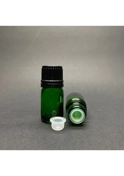 Labshop41 Yeşil  Cam Şişe 5 ml  , 5 cc Siyah Kilitli Kapaklı Cam Şişe  ,  Saydam Cam Şişe x 10 Adet