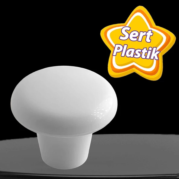 Sert Plastik Mantar Düğme Kulp Beyaz Dolap Mobilya Mutfak Dolabı Çekmece Kapak Kulpu Kulbu