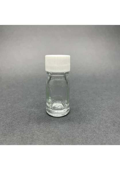 Labshop41 Şeffaf Cam Şişe 5 ml  , 5 cc Beyaz Kapaklı Cam Şişe  ,  Saydam Cam Şişe x 10 Adet - 1