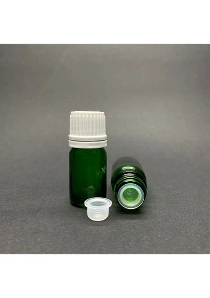 Labshop41 Yeşil  Cam Şişe 5 ml  , 5 cc Beyaz Kilitli Kapaklı Cam Şişe  ,  Saydam Cam Şişe x 10 Adet