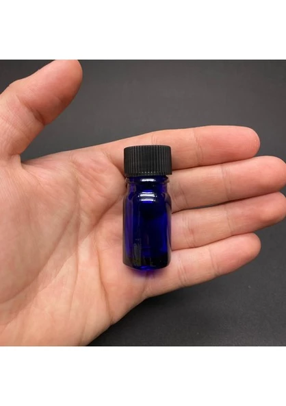 Labshop41 Mavi Cam Şişe 5 ml  , 5 cc Siyah Kapaklı Cam Şişe  ,  Saydam Cam Şişe x 10 Adet ürün görseli