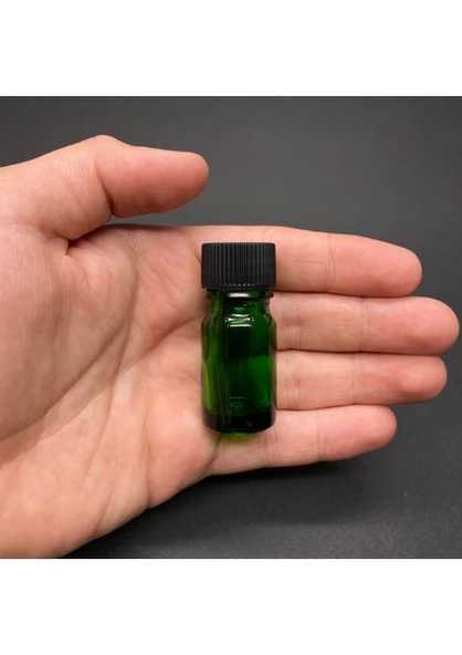 Labshop41 Yeşil  Cam Şişe 5 ml  , 5 cc Siyah Kapaklı Cam Şişe  ,  Saydam Cam Şişe x 10 Adet ürün görseli