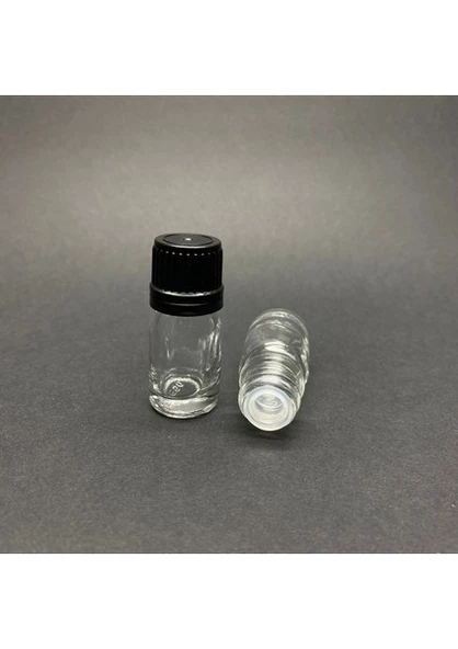 Labshop41 Şeffaf Cam Şişe 5 ml  , 5 cc Siyah Kilitli Kapaklı Cam Şişe  ,  Saydam Cam Şişe x 10 Adet ürün görseli