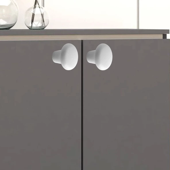 15 Adet Sert Plastik Mantar Düğme Kulp Beyaz Dolap Mobilya Mutfak Dolabı Çekmece Kapak Kulpu Kulbu - 5