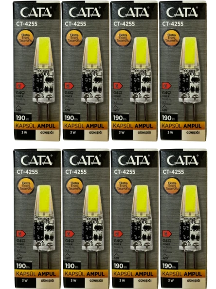 Cata CT-4255 3W 12V 3200K (Günışığı) G4 Duylu Led Kapsül Ampul (8 Adet)