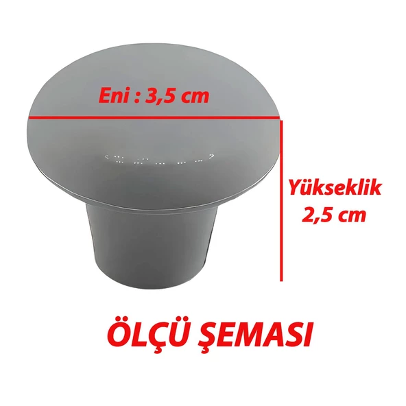 15 Adet Sert Plastik Mantar Düğme Kulp Gri Dolap Mobilya Mutfak Dolabı Çekmece Kapak Kulpu Kulbu - 3