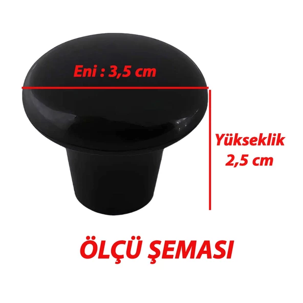 8 Adet Sert Plastik Mantar Düğme Kulp Siyah Dolap Mobilya Mutfak Dolabı Çekmece Kapak Kulpu Kulbu - 4