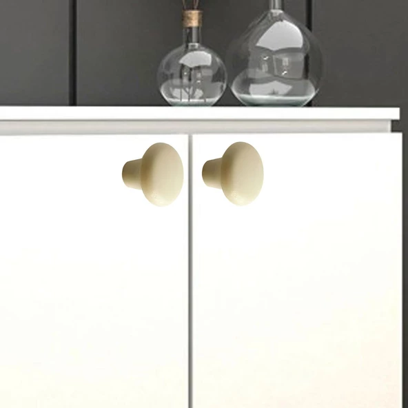 8 Adet Sert Plastik Mantar Düğme Kulp Krem Dolap Mobilya Mutfak Dolabı Çekmece Kapak Kulpu Kulbu - 5