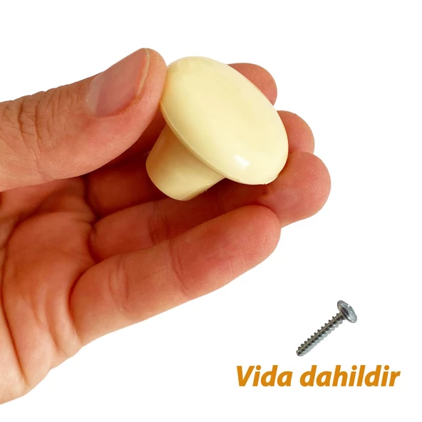 15 Adet Sert Plastik Mantar Düğme Kulp Krem Dolap Mobilya Mutfak Dolabı Çekmece Kapak Kulpu Kulbu - 2