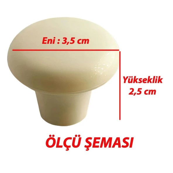 15 Adet Sert Plastik Mantar Düğme Kulp Krem Dolap Mobilya Mutfak Dolabı Çekmece Kapak Kulpu Kulbu - 3