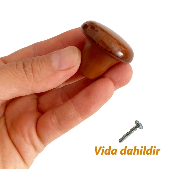8 Adet Sert Plastik Mantar Düğme Kulp Ceviz Dolap Mobilya Mutfak Dolabı Çekmece Kapak Kulpu Kulbu - 2