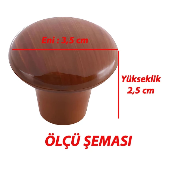 Sert Plastik Mantar Düğme Kulp Ceviz Dolap Mobilya Mutfak Dolabı Çekmece Kapak Kulpu Kulbu - 3