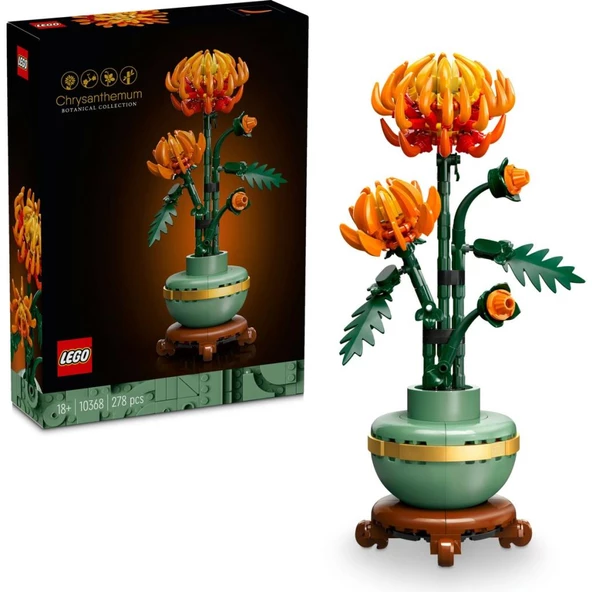 LEGO Icons 10368  Krizantem - Yetişkinler Için Dekoratif Kasımpatı Çiçeği Yapım Seti (278 Parça)