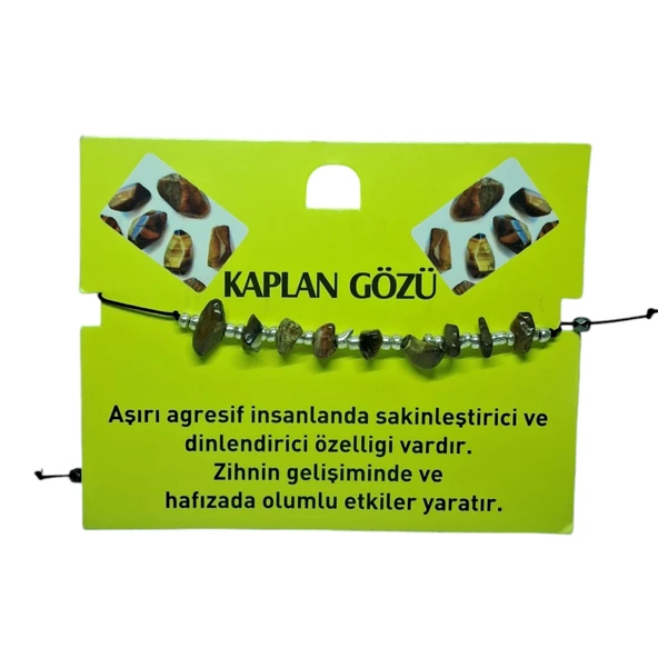 Doğal Taş Bileklik Kaplangözü Taşı Bileklik Ayarlanabilir İpli Kaplan Gözü Taş Kristalize Kırık Taş Şifalı Bileklik - 3
