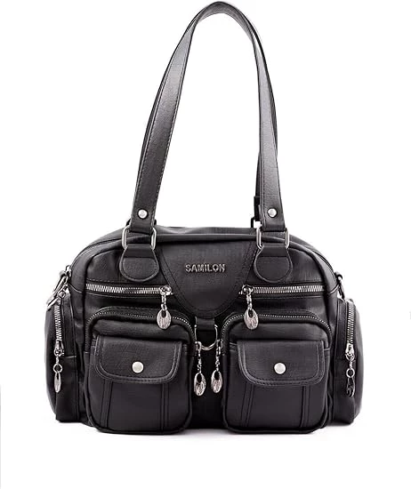 Monalisa Home Kadın Çok Bölmeli Yıkama Deri El Omuz Çantası - Resim 3