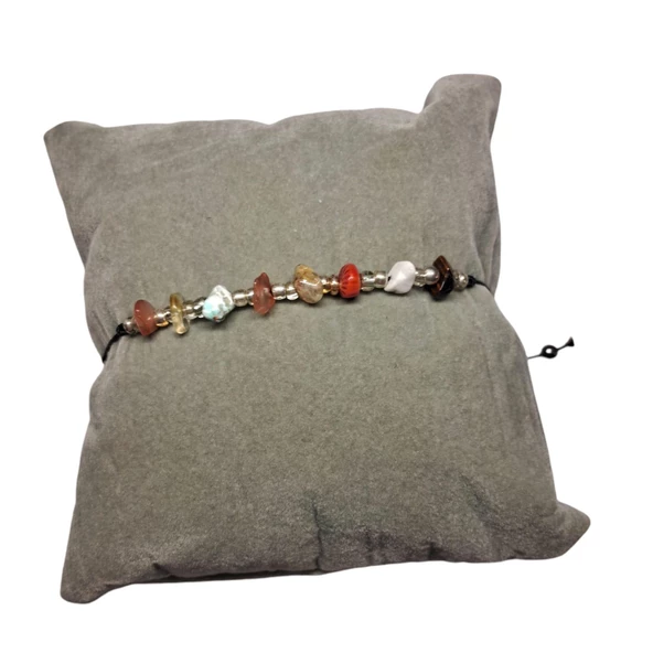 Doğal Taş Bileklik Karma Taş Bileklik Ayarlanabilir İpli Mixed Natural Stone Taş Kristalize Kırık Taş Şifalı Bileklik - 4