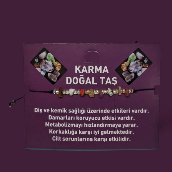Doğal Taş Bileklik Karma Taş Bileklik Ayarlanabilir İpli Mixed Natural Stone Taş Kristalize Kırık Taş Şifalı Bileklik - 5