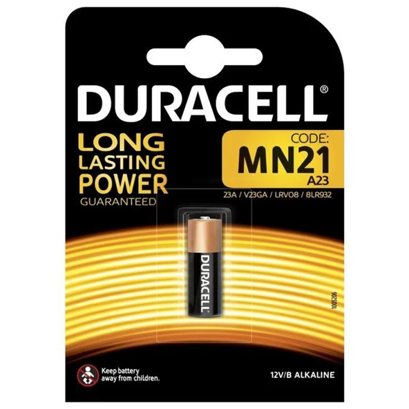 DURACELL LİTYUM MN21 PİL TEKLİ PAKET (ALARM PİLİ 23A) (4593)