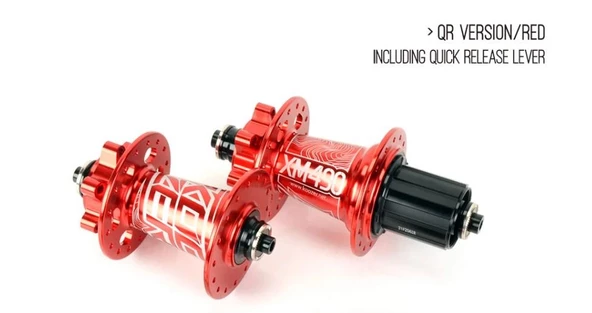 Koozer XM490 Bisiklet Göbek Seti Ön Arka 32 Delik 6 Vida Kırmızı Renk - Resim 2